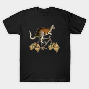 Australian Kangaroo Biker, Australian Kangaroo Riding Bicycle, Funny Map of Australian, Animal Lover Aussie Cyclist Kangaroo Humor for Cycling Lovers Australians, Retro Vintage Aesthetic Kangaroo Punetro Vintage Aesthetic Kangaroo Pun T-Shirt